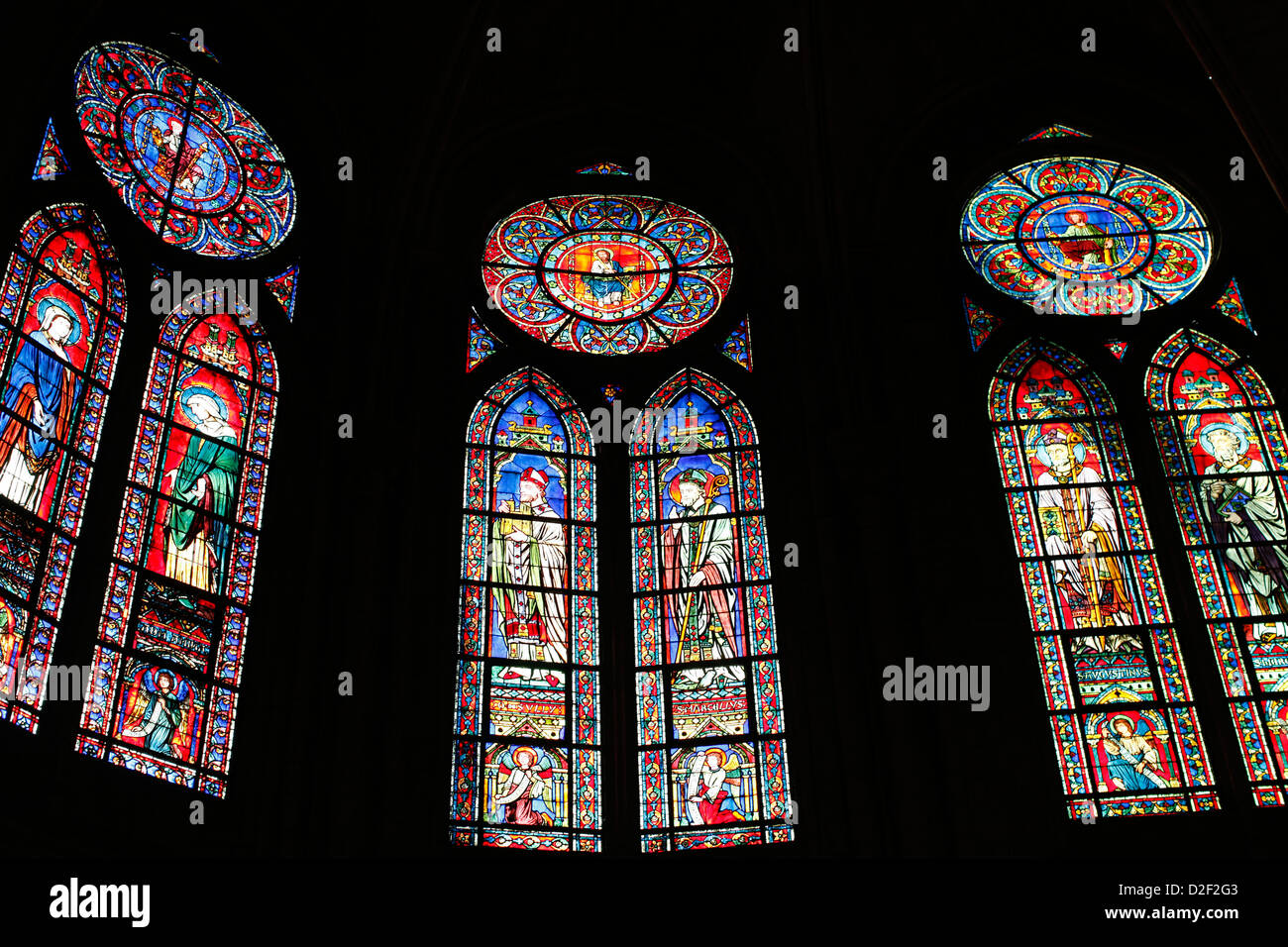 Notre Dame cathedral, Paris. Stained glass Paris. France. Stock Photo