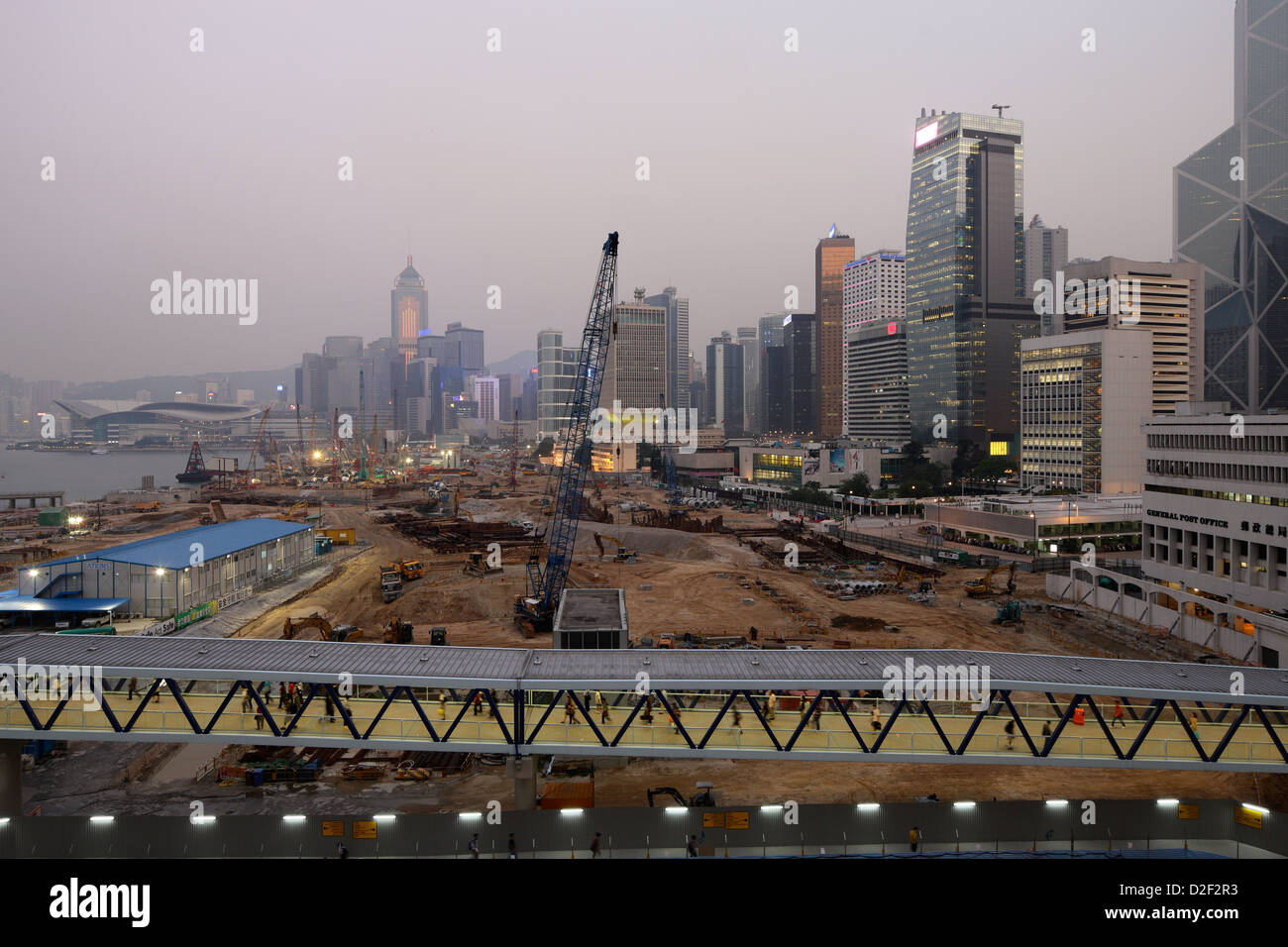 Hong Kong, China, site for land reclamation in Hong Kong Central Stock Photo