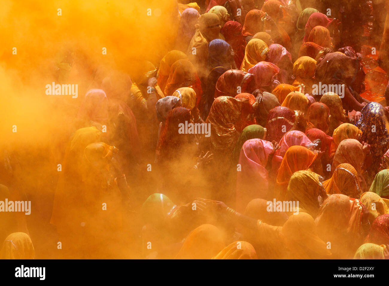 Holi celebration in Dauji temple Dauji. India. Stock Photo