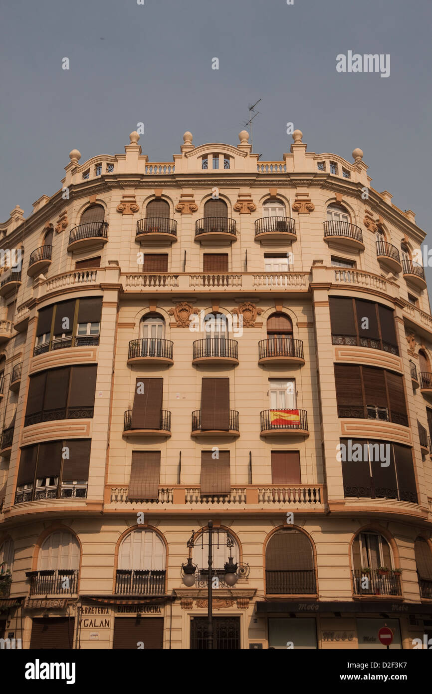 Typical architecture of Ensanche neighborhood in Valencia, Spain. Stock Photo