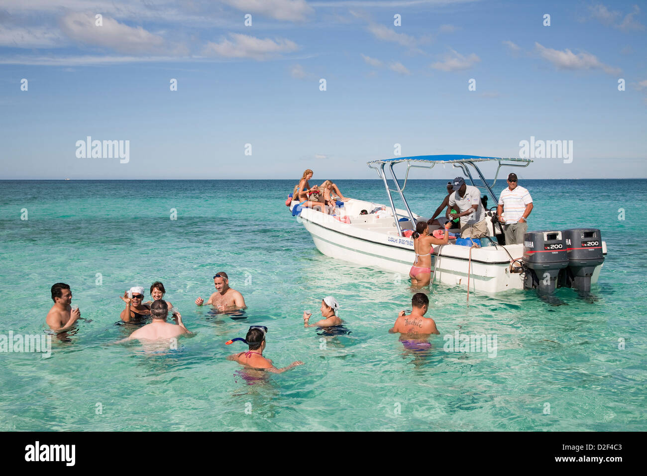 america, caribbean sea, hispaniola island, dominican republic, saona island, tourists Stock Photo
