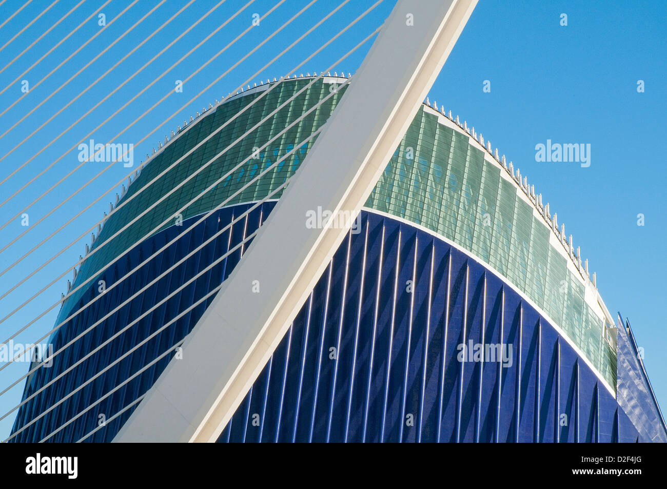 L'Assut d'Or bridge and the Agora, by Santiago Calatrava. City of Arts and Sciencies, Valencia, Spain. Stock Photo