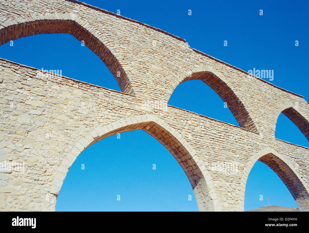 Aqueduct. Morella, Castellon province, Comunidad Valenciana, Spain. Stock Photo