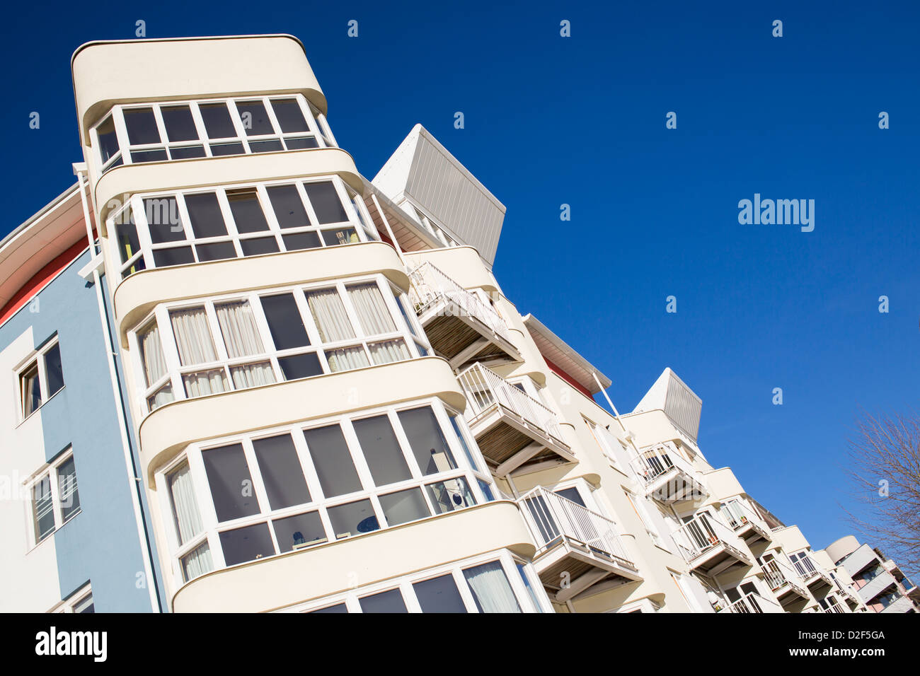 New apartments and flats in a large building complex in the harbourside