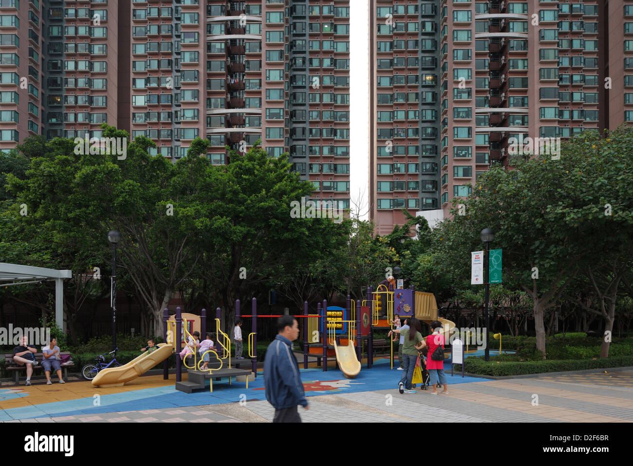 Hong Kong, China, urbanization with playground in Hong Kong Tsing Yi Stock Photo