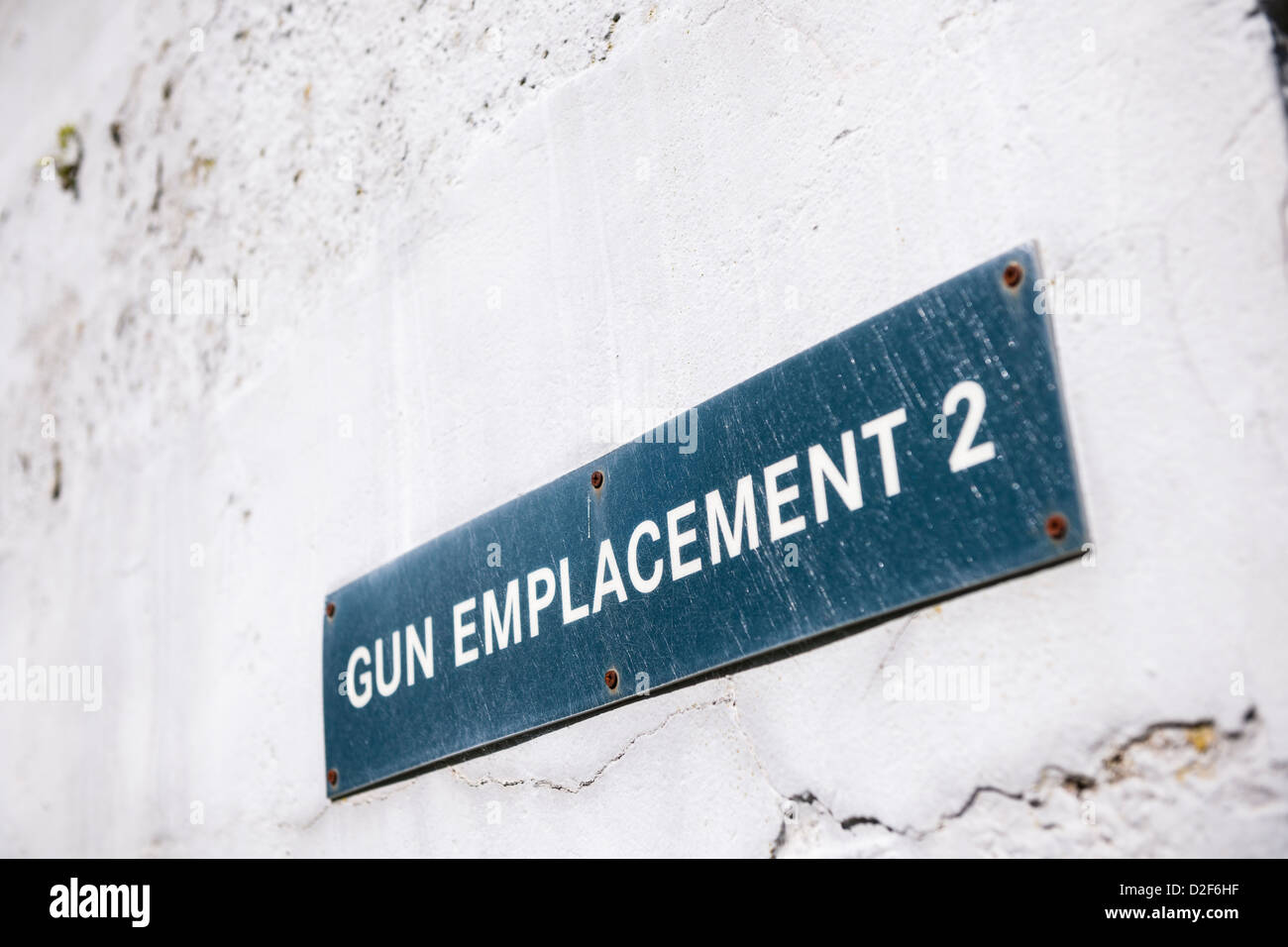 Gun Emplacement 2  sign Grey Point Fort County Down Northern Ireland Stock Photo