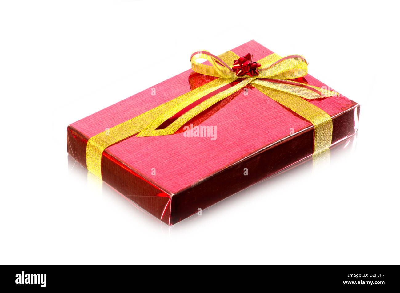Red Gift Box on white background Stock Photo - Alamy
