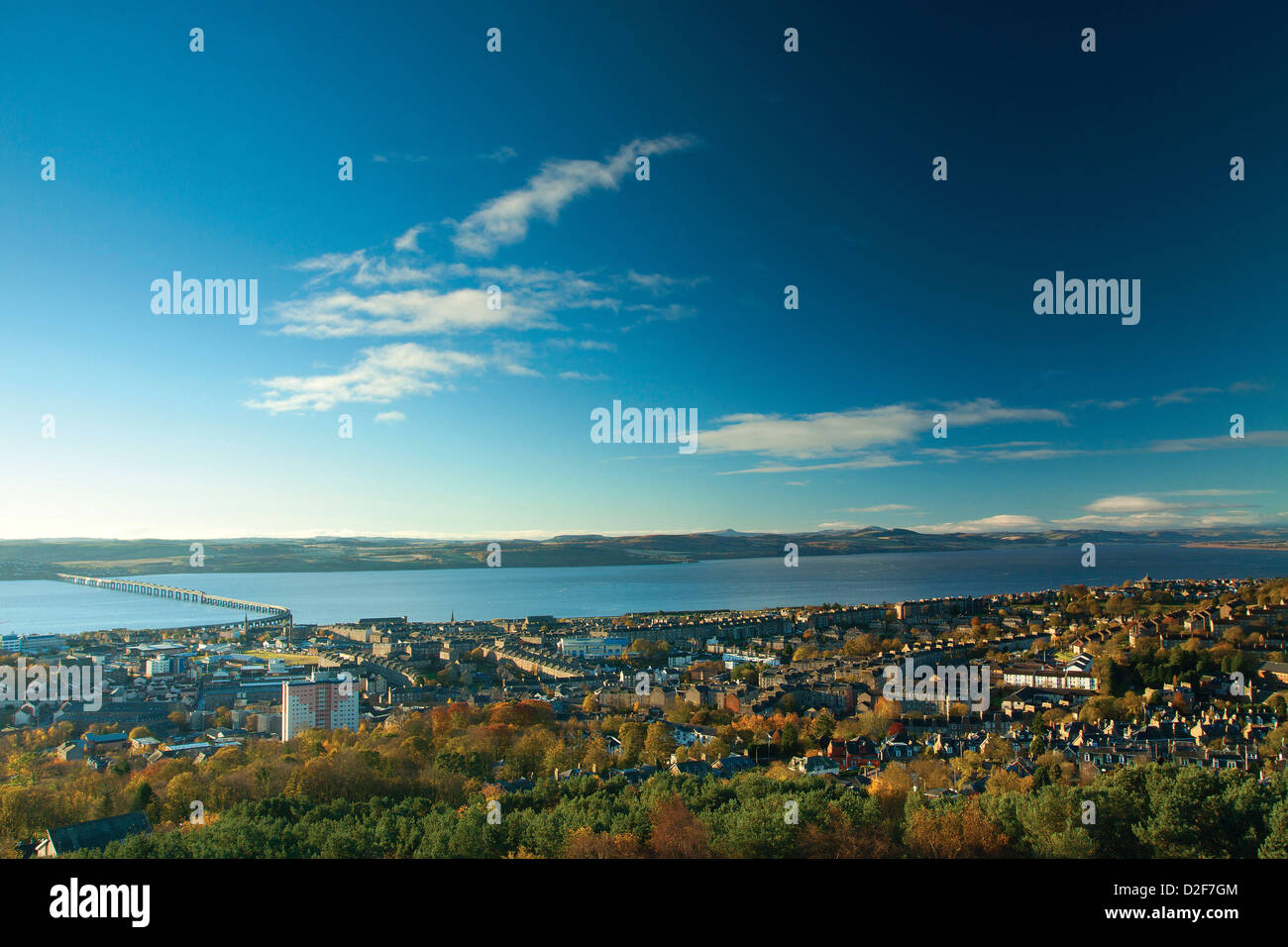 Dundee and the River Tay from Dundee Law, Tayside Stock Photo