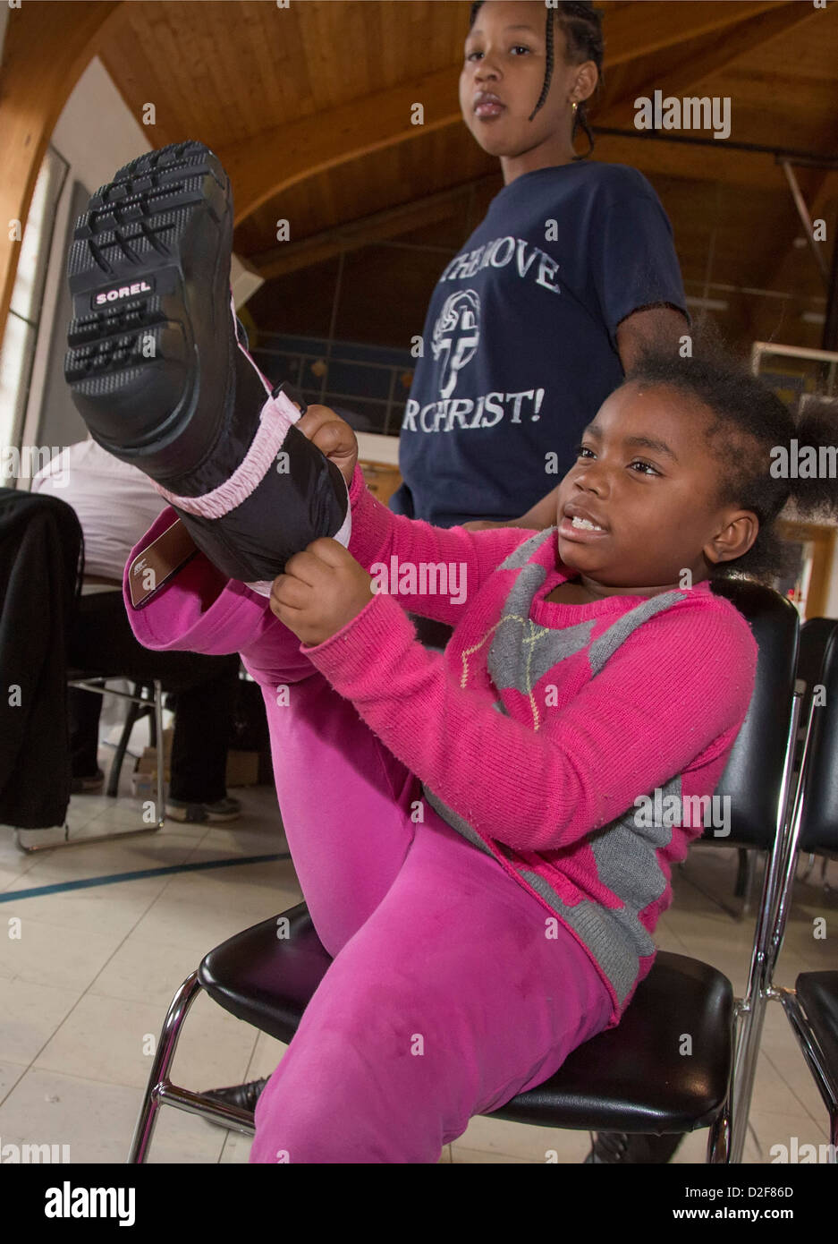 Residents of a Salvation Army shelter for homeless women and children