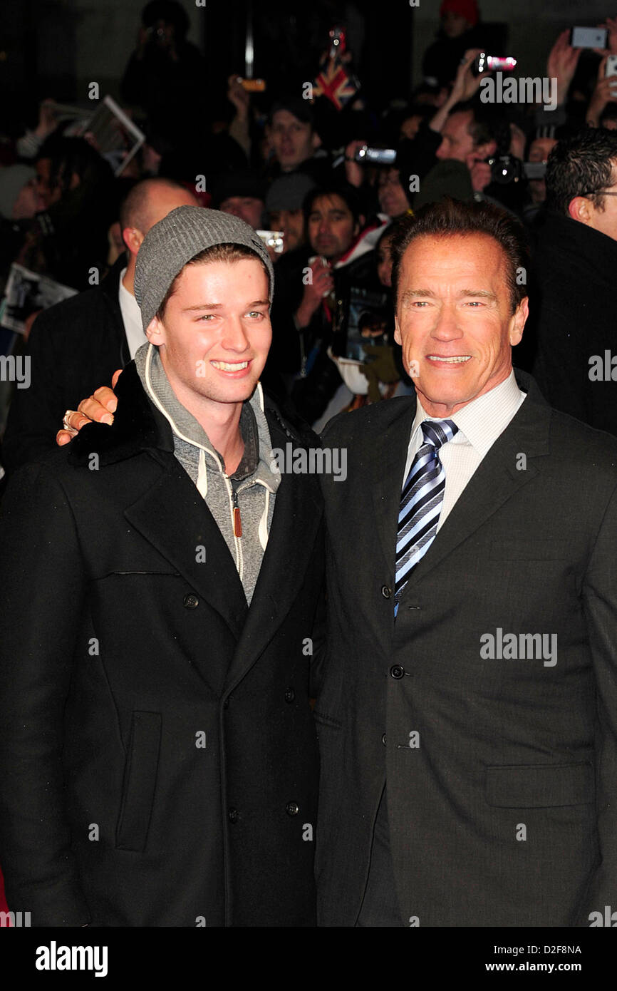 Arnold Schwarzenegger and Son attends The UK Premiere of THE LAST STAND
