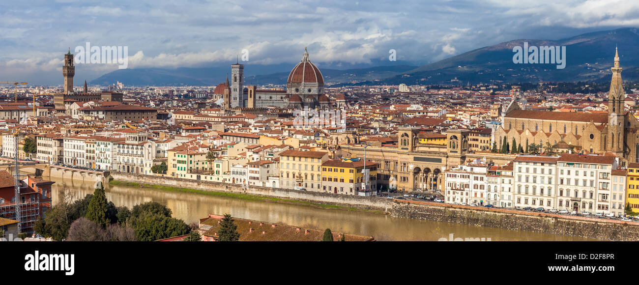 Panoramic Florence From Piazzale Michelangelo Stock Photo