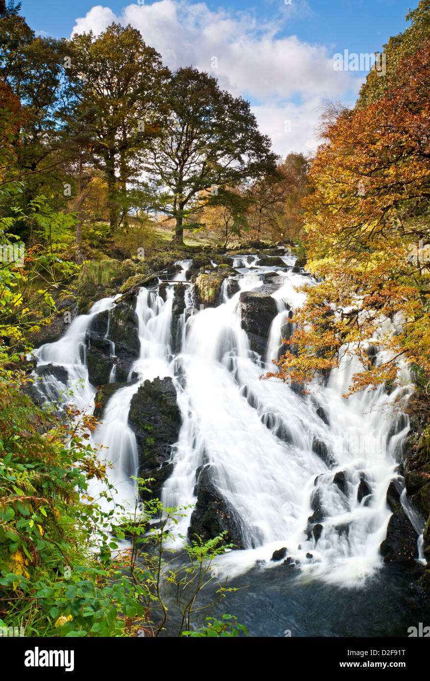 Swallow Falls in Autumn, Near Betws y Coed, Snowdonia National Park, Wales, UK Stock Photo