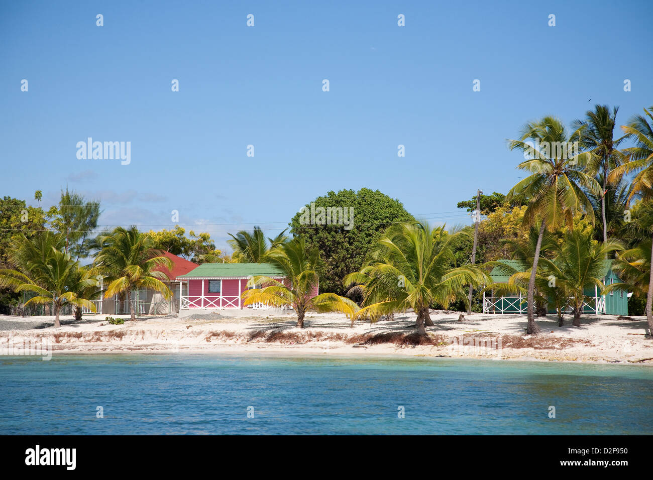 america, caribbean sea, hispaniola island, dominican republic, saona island, sea and beach with palms Stock Photo