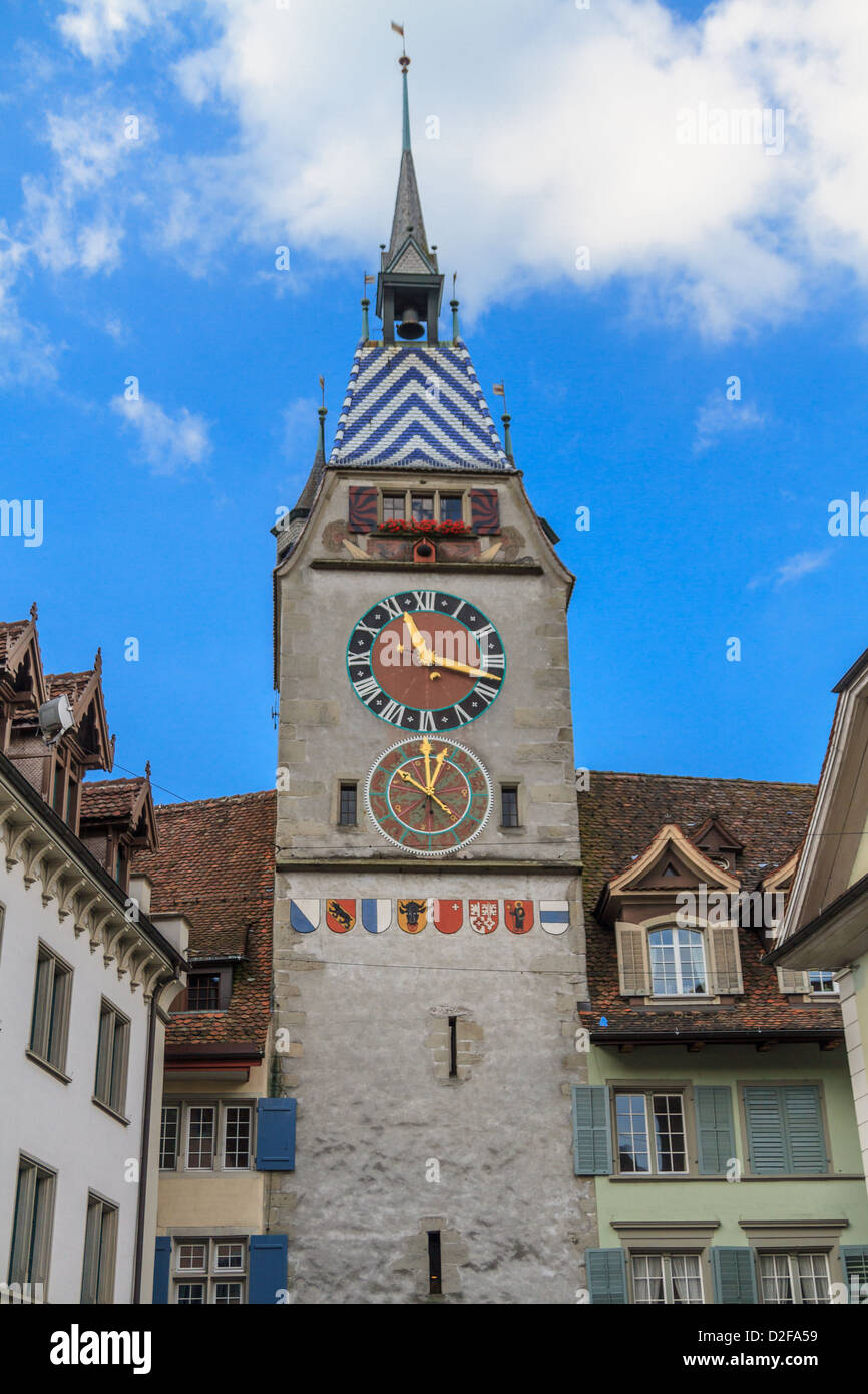 Zytturm / Tower of Zyt in the Swiss City of Zug, Switzerland Stock Photo