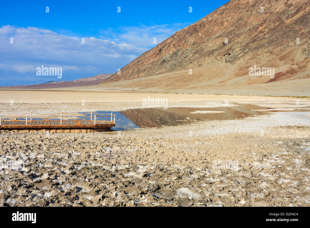 Badwater Basin is the the lowest point in North America, Death Valley National Park, California, USA Stock Photo