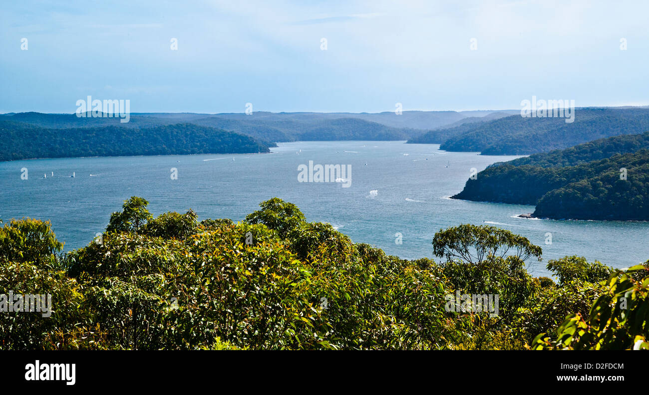 Australia, New South Wales, view of the Hawkesbury River from Warrah Hill near it's estuary at Broken Bay Stock Photo