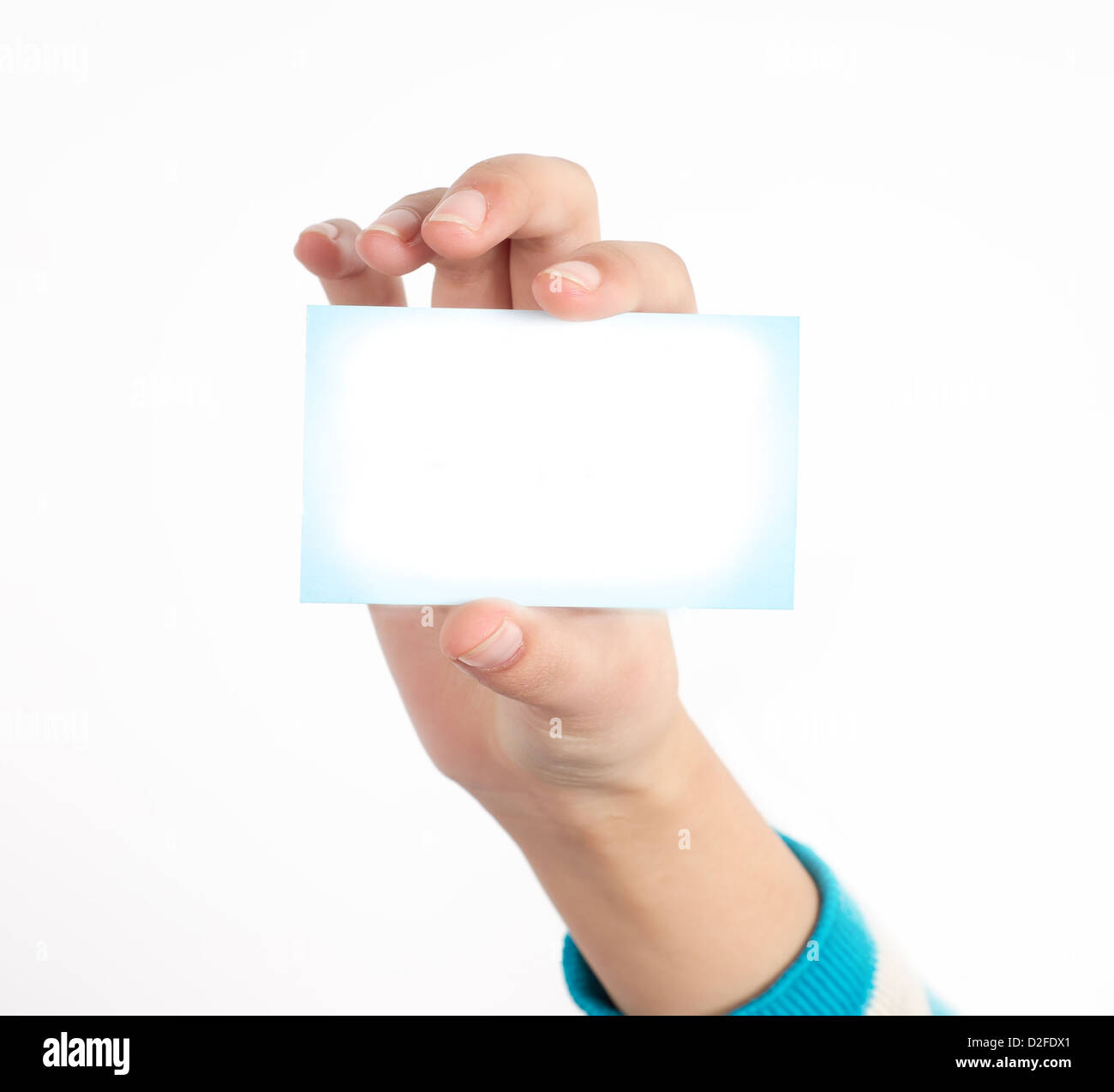 Woman holding blank business card in hand Stock Photo - Alamy