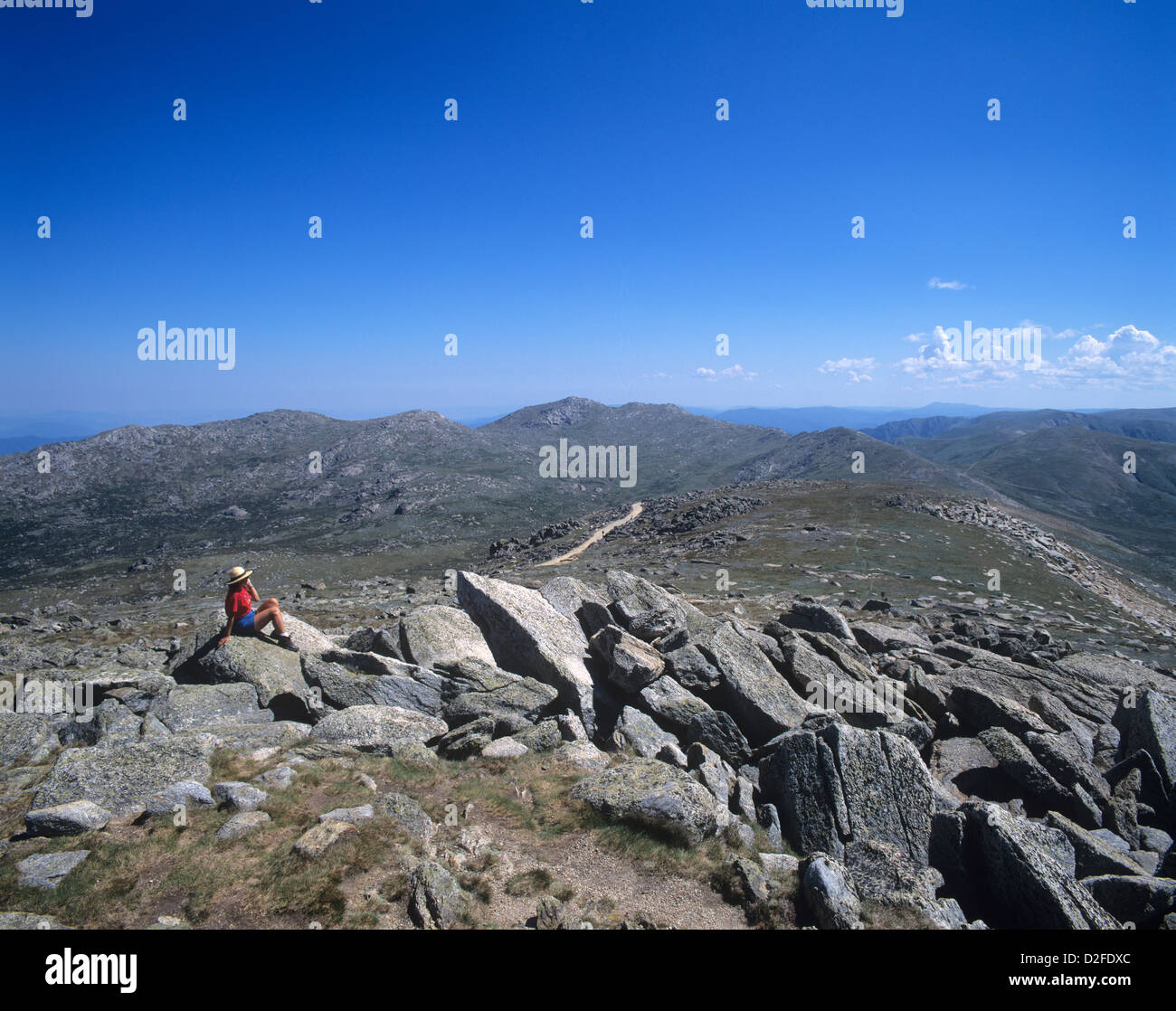 ustralia, New South Wales, Snowy Mountains, Kosciuszko National Park, Mount Kosciuszko, at the summit of Australia's highest mou Stock Photo