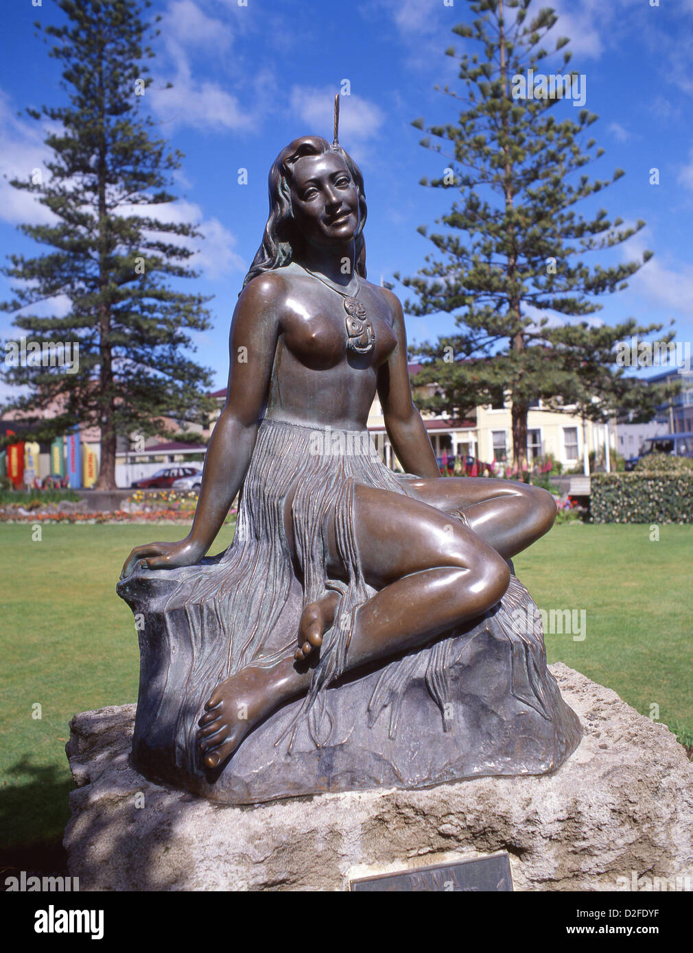 'Pania of the Reef' Maori maiden statue, Marine Parade Gardens, Marine Parade, Napier, Hawke's Bay, North Island, New Zealand Stock Photo