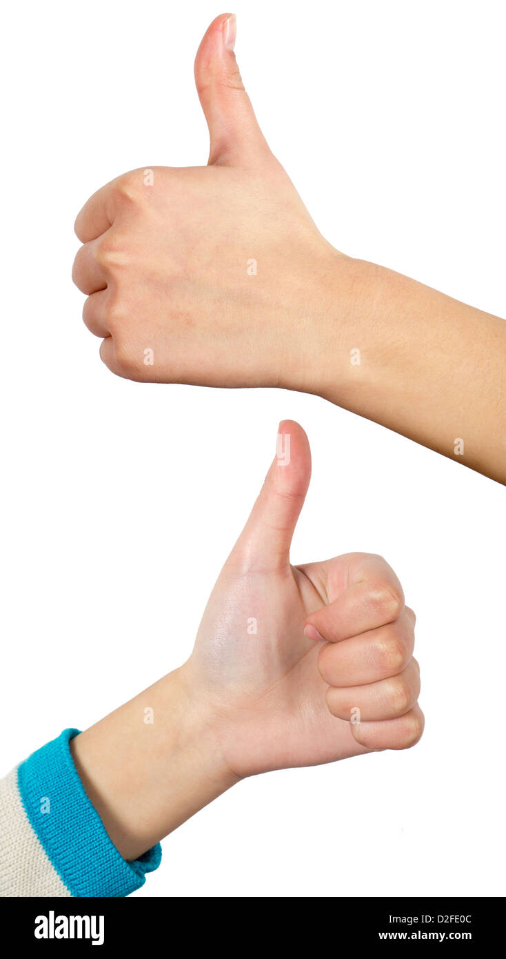 Woman's hand to make a gesture of praise Stock Photo