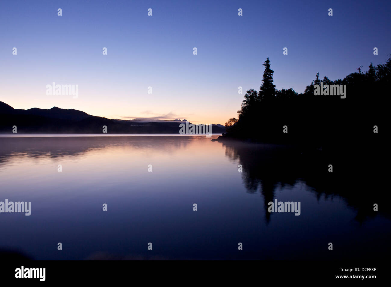 Sunset on Lake Iliamna in Alaska Stock Photo