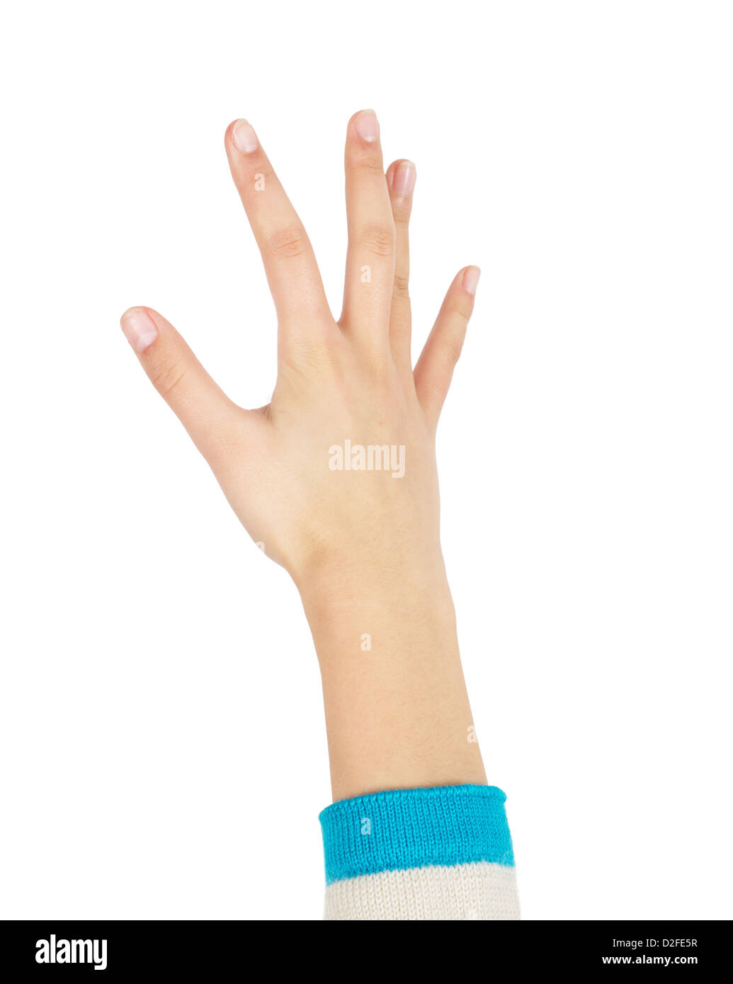 Woman's hand isolated on a white background Stock Photo - Alamy