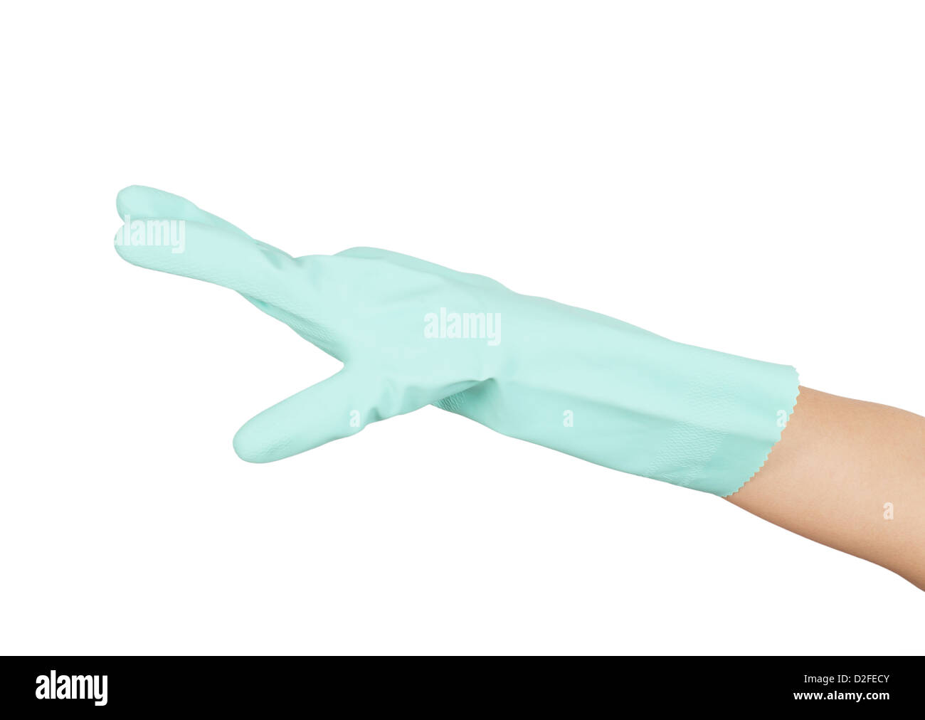 The a hand with rubber gloves Stock Photo