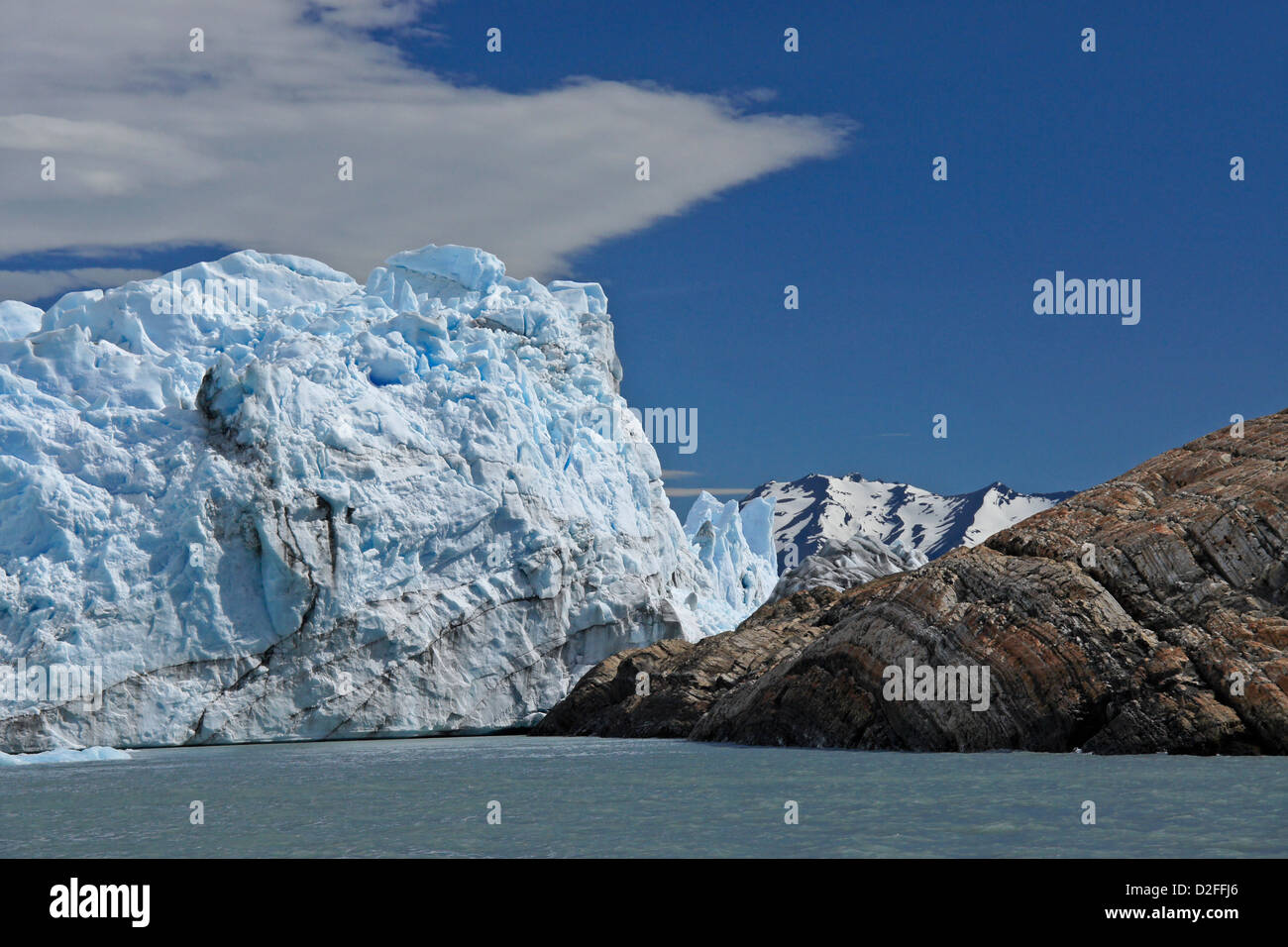 Rock eroded by Perito Moreno Glacier, Los Glaciares National Park, Patagonia, Argentina Stock Photo