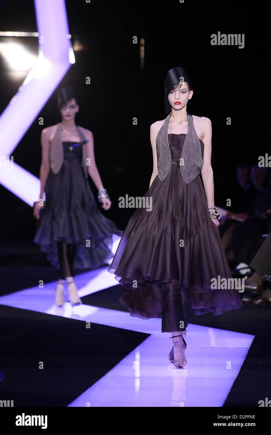 Models Wear Creations By Italian Designer Giorgio Armani As Part Of