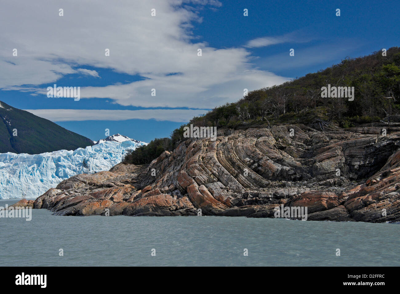 Rock eroded by Perito Moreno Glacier, Los Glaciares National Park, Patagonia, Argentina Stock Photo