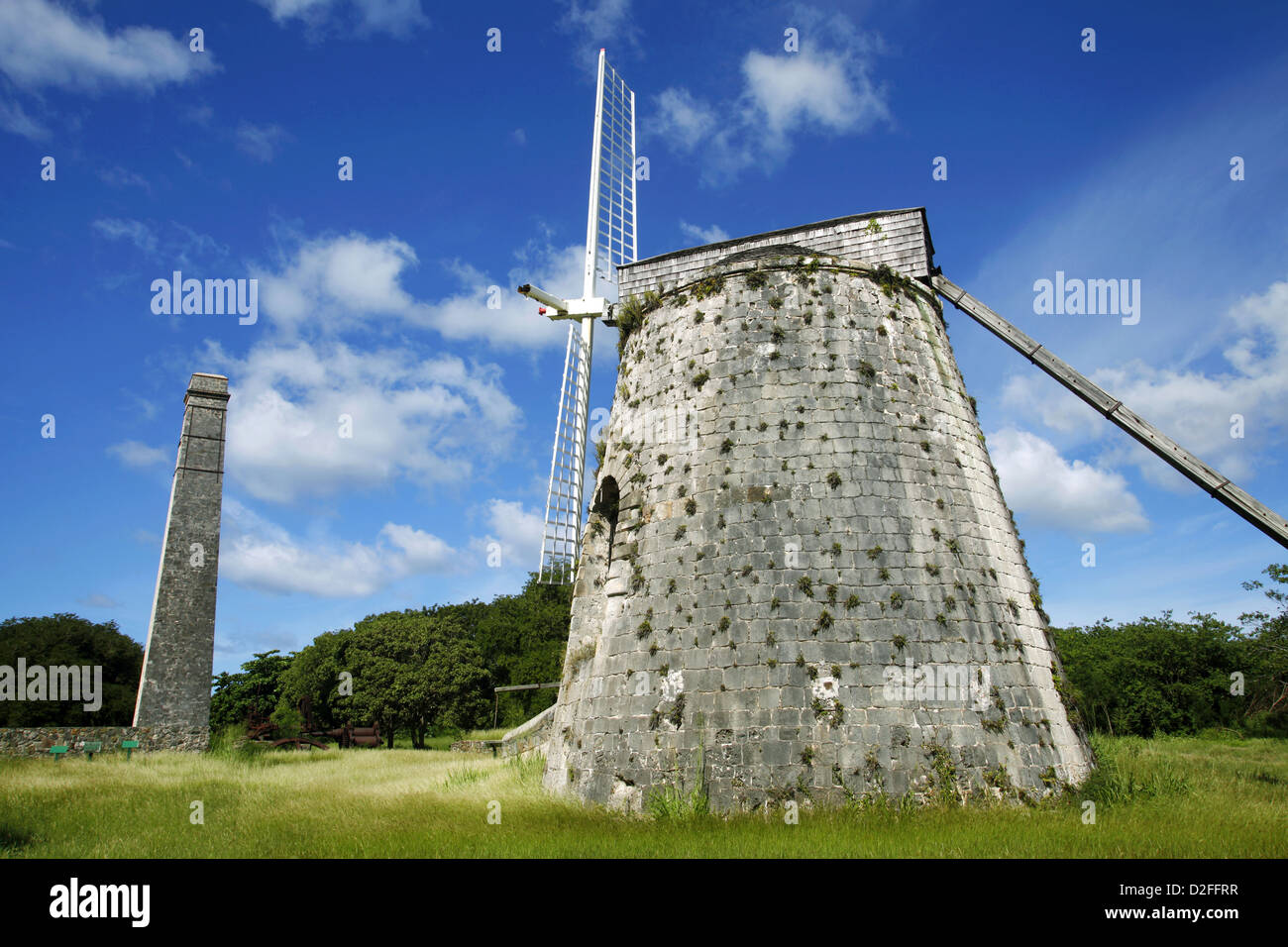 Sugar Cane Windmill, Whim Plantation Museum, St. Croix, US Virgin Islands, Caribbean Stock Photo
