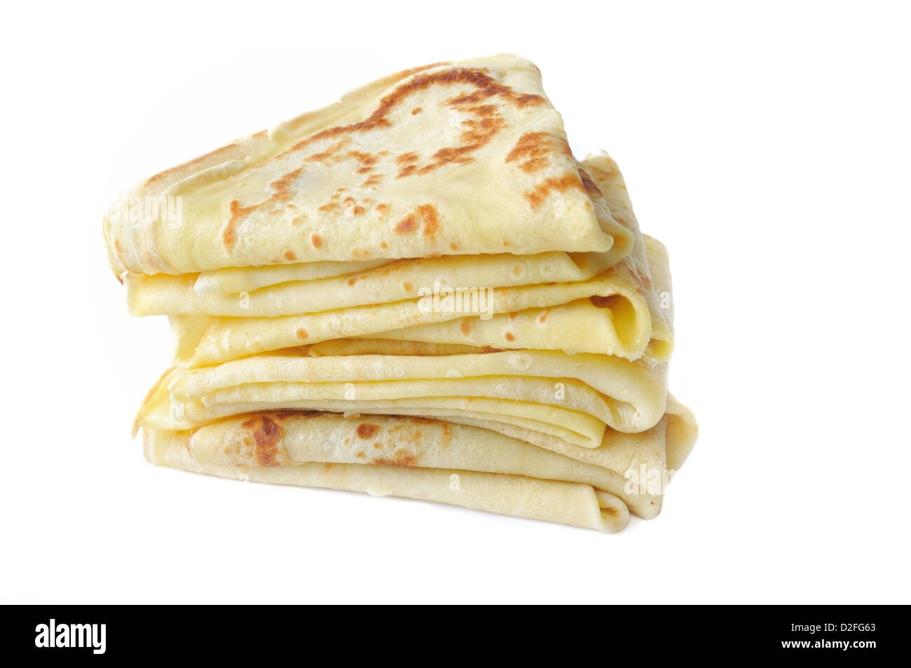 pile of pancakes piled on white background Stock Photo