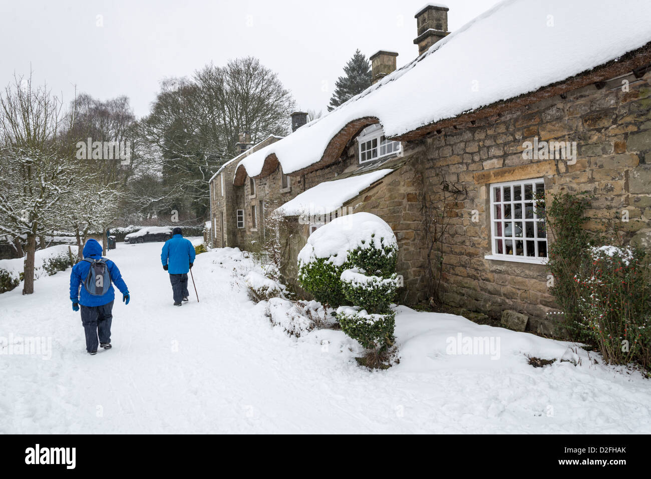 Cottages in the Derbyshire village of Baslow near Chatsworth after ...