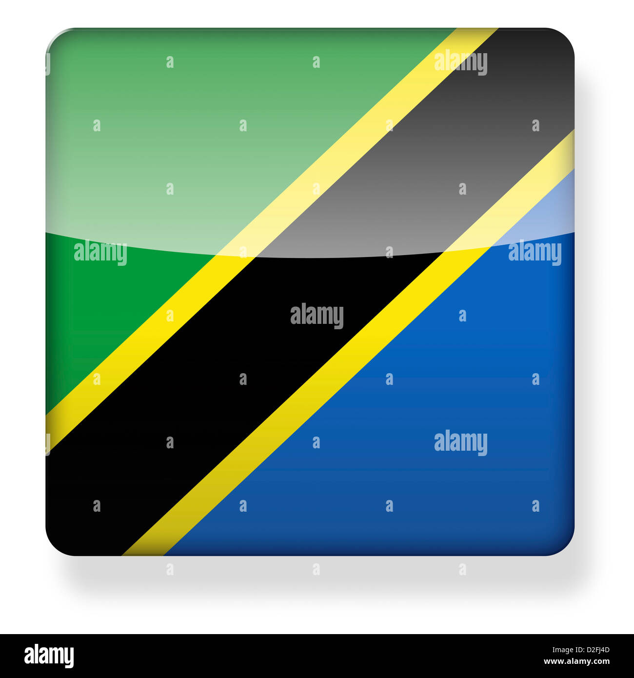 Tanzania flag as an app icon. Clipping path included. Stock Photo