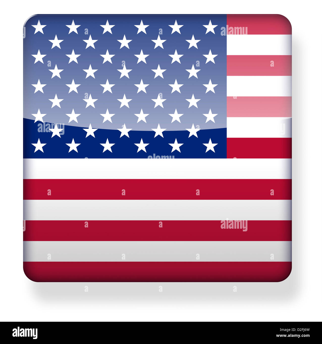 US flag as an app icon. Clipping path included. Stock Photo