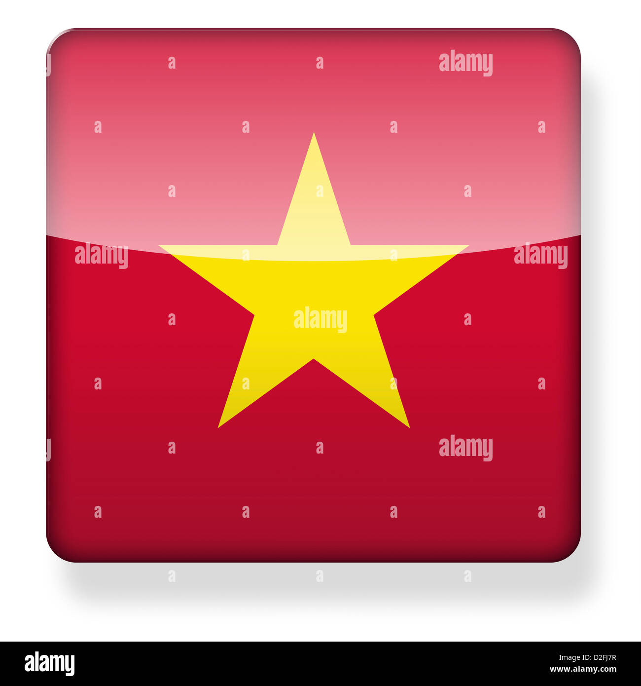 Vietnam flag as an app icon. Clipping path included. Stock Photo