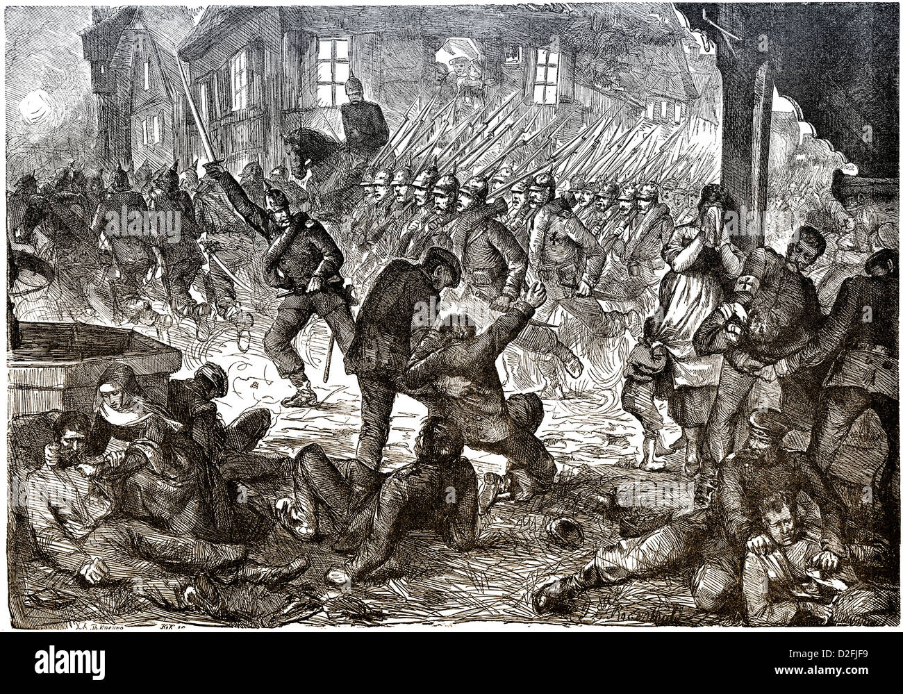 scene from the Battle of Gravelotte on 16 August 1870, Franco-Prussian War or Franco-German War 1870-1871, Stock Photo
