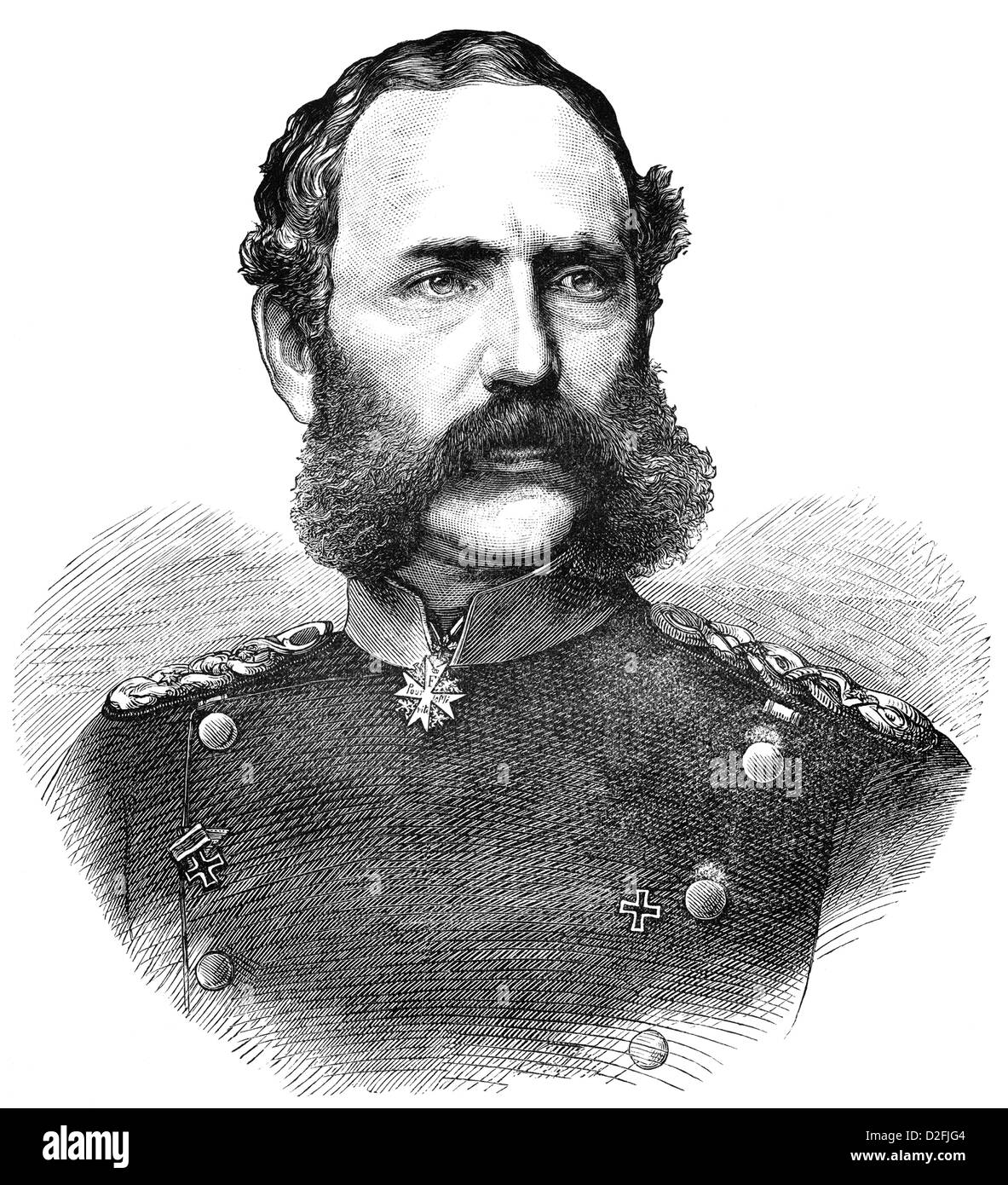 Albert of Saxony, 1828-1902, King of Saxony, Prussian General, Franco-Prussian War or Franco-German War 1870-1871, Stock Photo