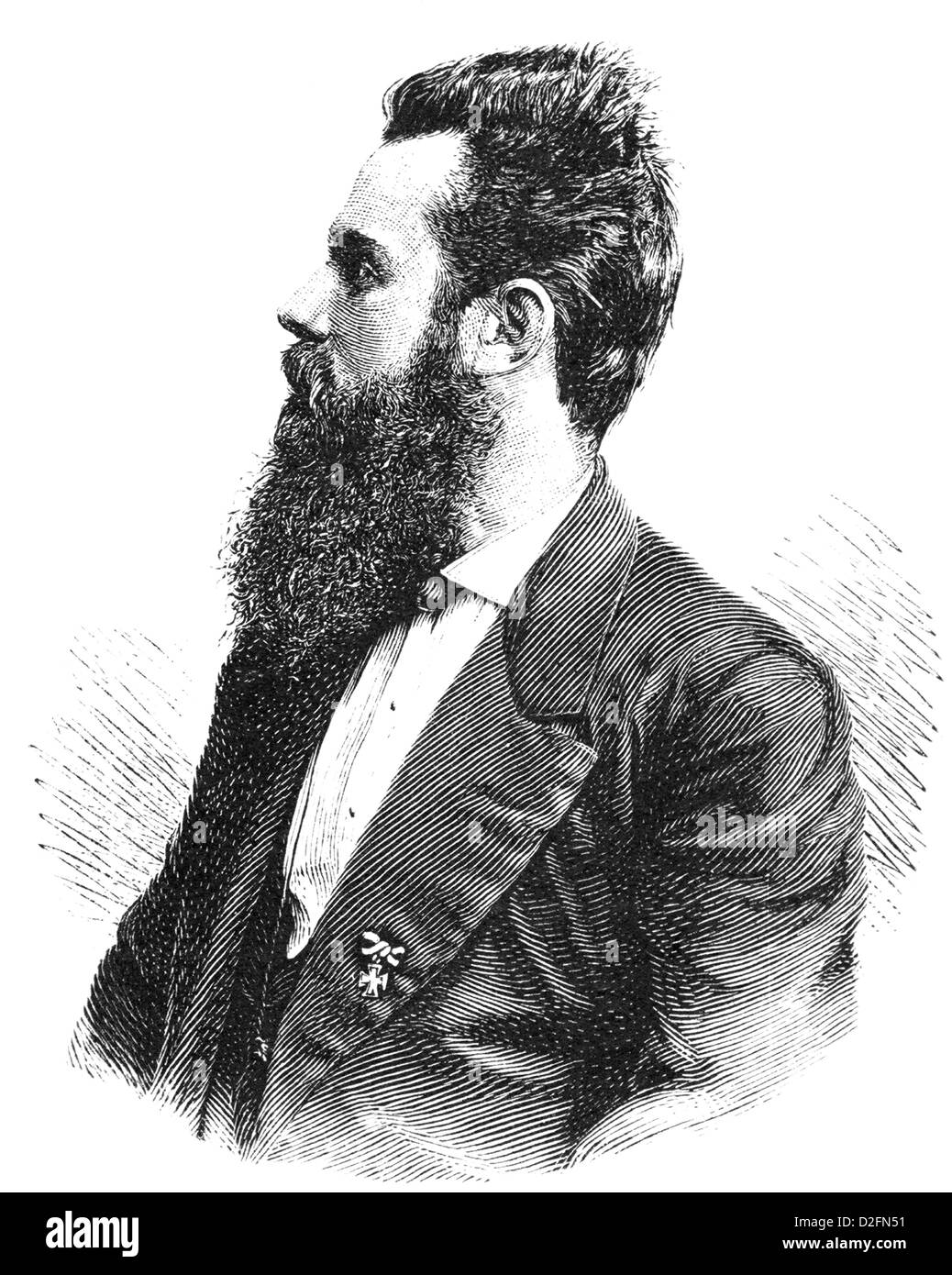 Historic drawing, portrait of Hugo Dinckelberg, 1846-1919, German writer Stock Photo