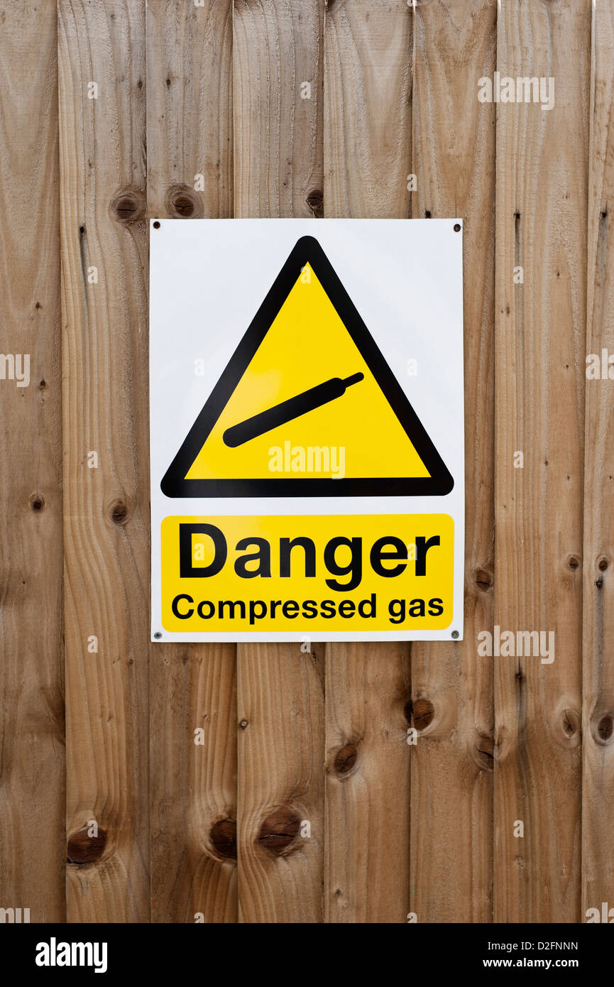 'Danger Compressed Gas' Warning sign Stock Photo