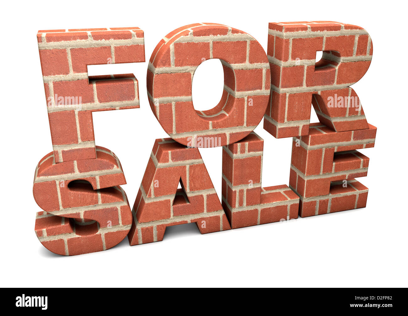 FOR SALE - made from bricks isolated on a white background. Stock Photo