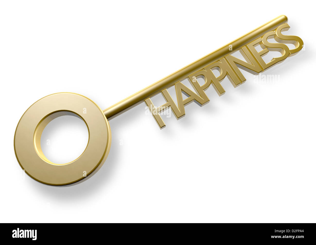 Gold key with the word HAPPINESS - Key to Happiness concept image Stock Photo