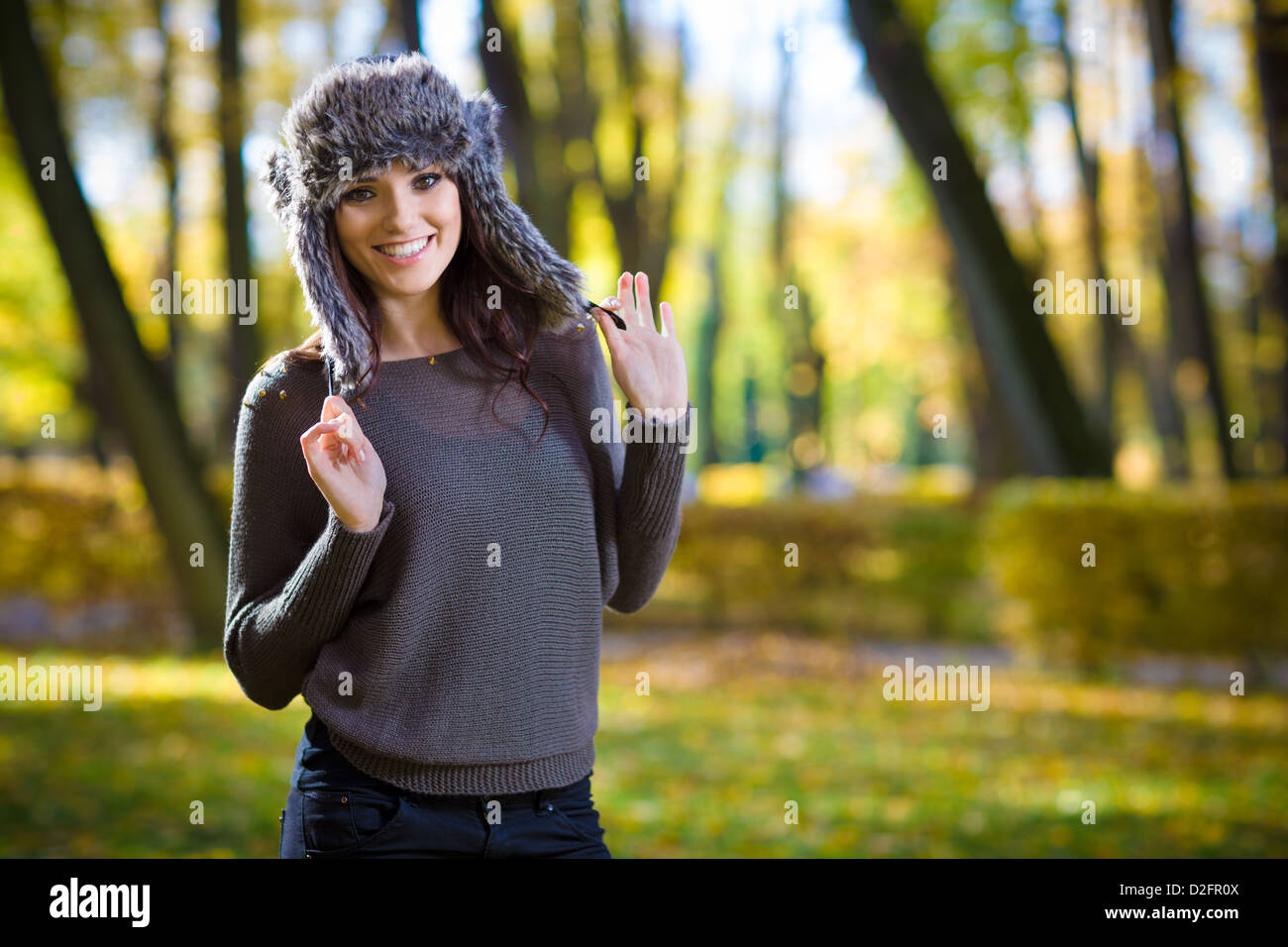 Young woman in Autumn park Stock Photo