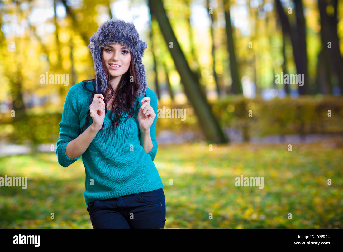 Young woman in Autumn park Stock Photo