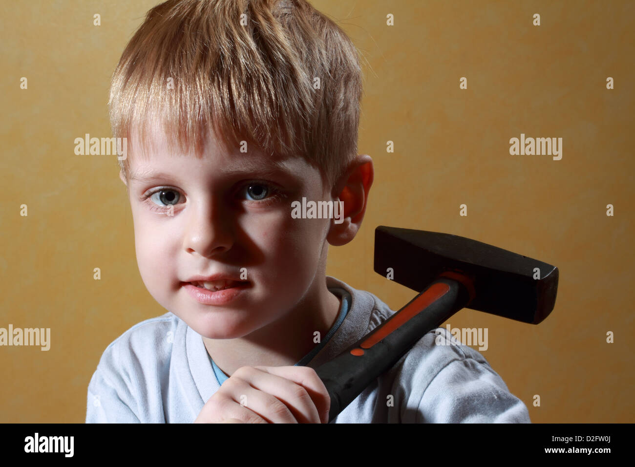 little boy with hummer Stock Photo