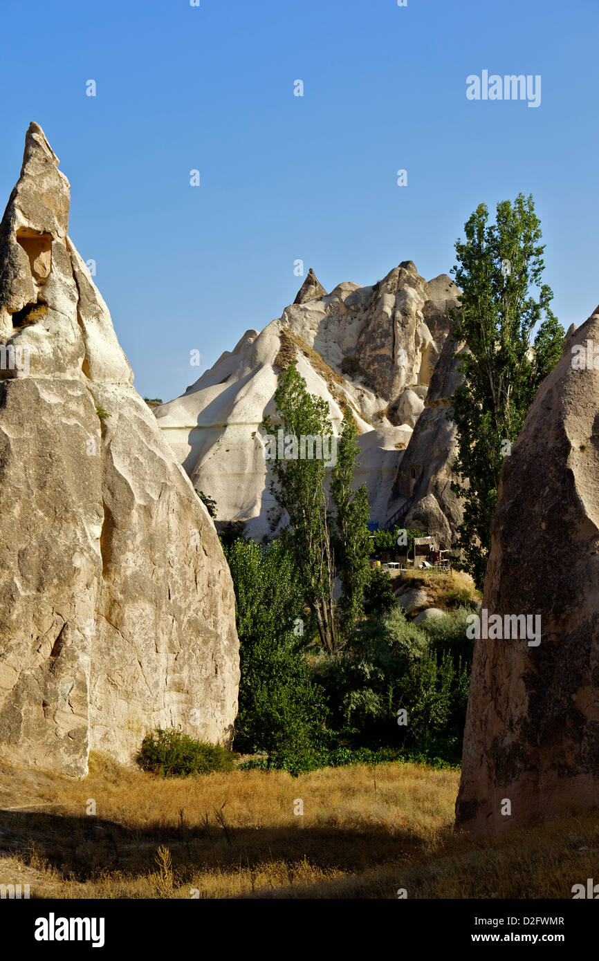 Fairy Chimneys rock formation landscape near Goreme, in Cappadocia ...
