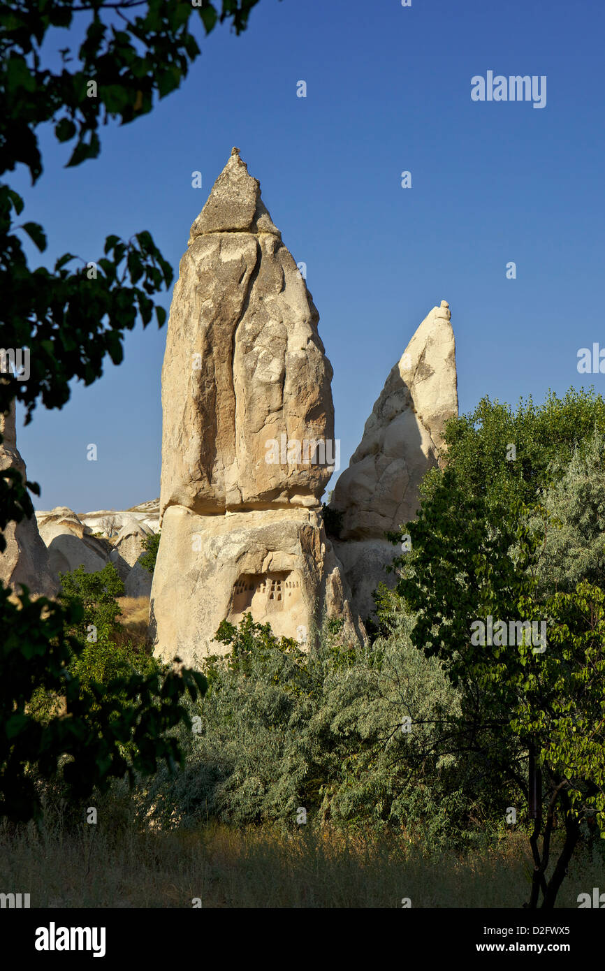 Fairy Chimneys rock formation landscape near Goreme, in Cappadocia ...