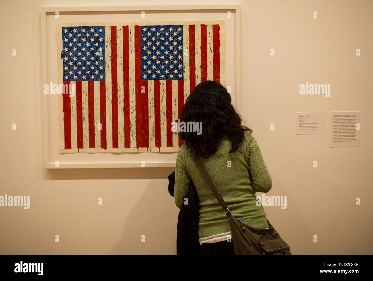 A Woman Views A Flag Print By Jasper Johns At The Museum Of Modern Art In New York City Stock Photo Alamy