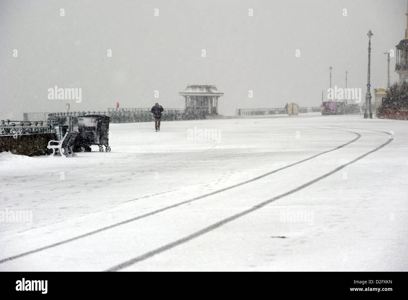 Snow and high winds cause blizzard conditions on Brighton seafront