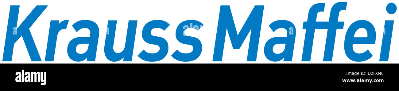 Logo of the German industrial enterprise Krauss Maffei Technologies GmbH. Stock Photo